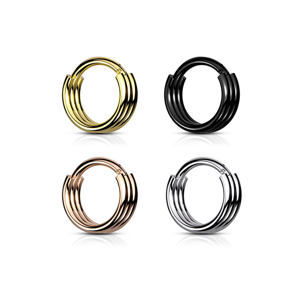 16 Gauge Hinged Triple Hoop Ring For Nose & Ear