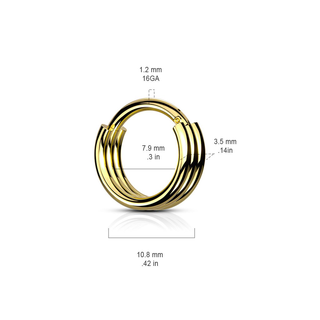16 Gauge Hinged Triple Hoop Ring For Nose & Ear