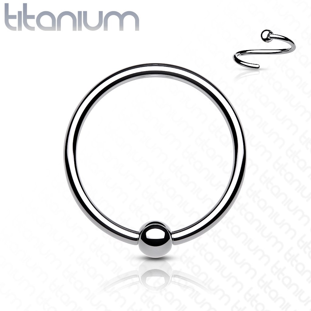 18 Gauge Titanium Fixed Ball Bendable Hoop Ring