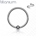 18 Gauge Titanium Fixed Ball Bendable Hoop Ring