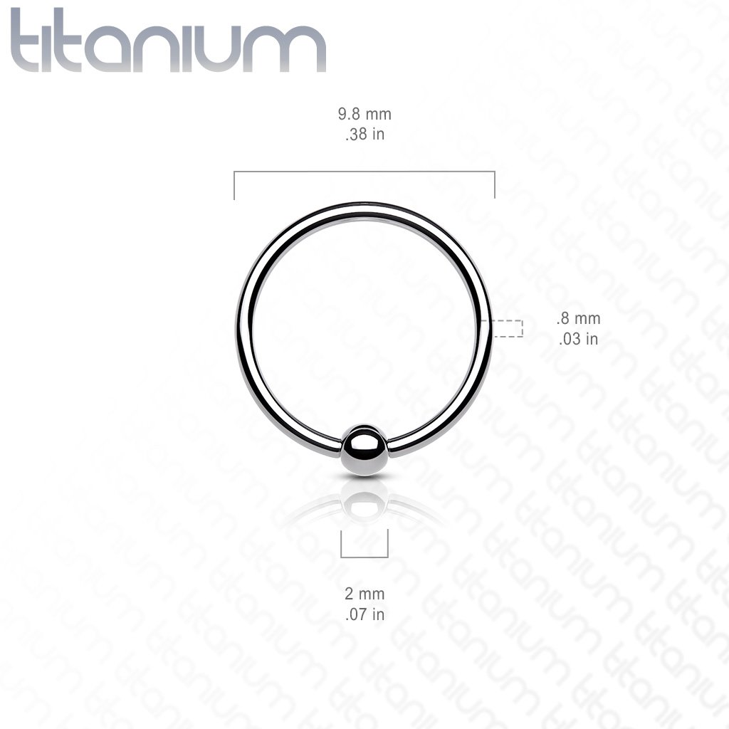 18 Gauge Titanium Fixed Ball Bendable Hoop Ring