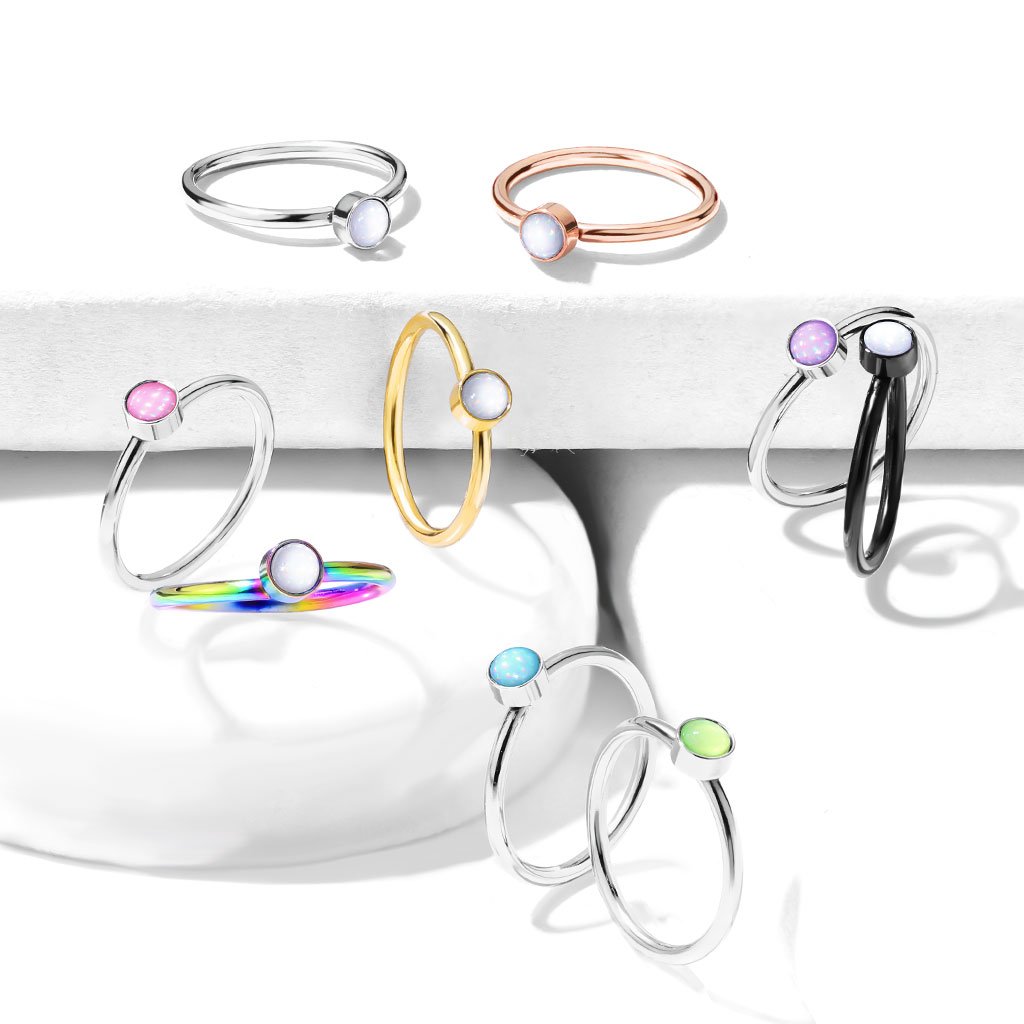 20 Gauge Opal Bendable Hoop Ring For Nose & Ear