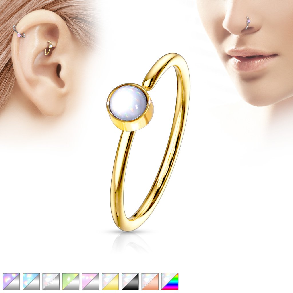 20 Gauge Opal Bendable Hoop Ring For Nose & Ear