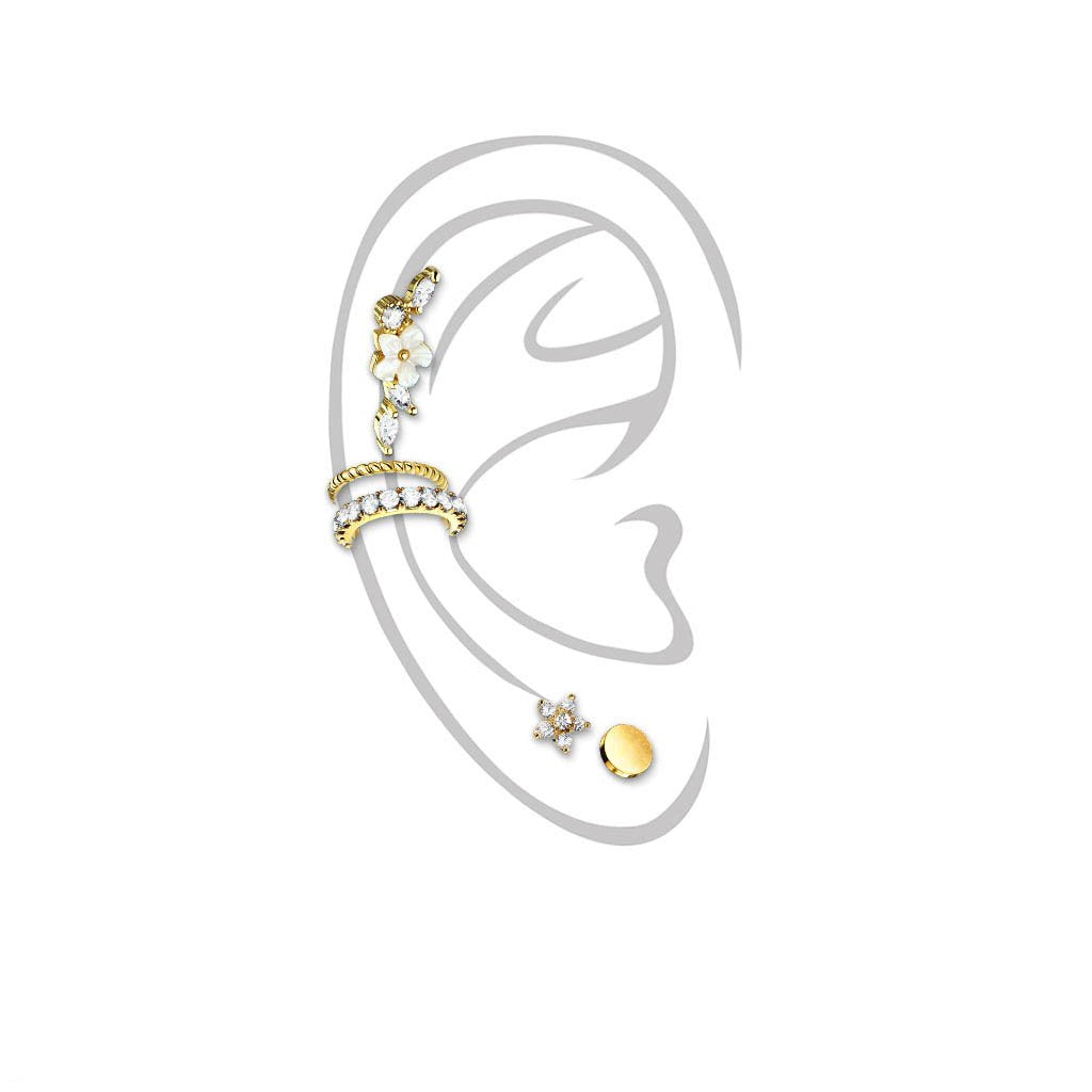 5 Pack Golden Hoops & Studs