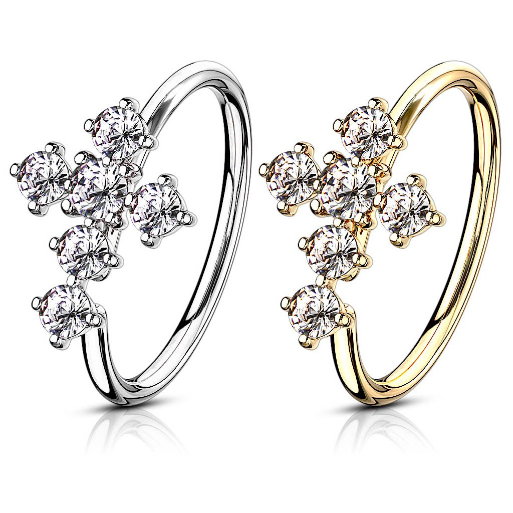 20 Gauge Crystal Cross Hoop Ring For Nose & Ear Cartilage