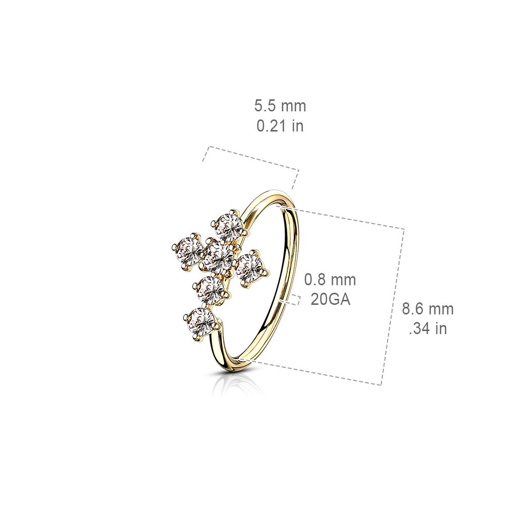 20 Gauge Crystal Cross Hoop Ring For Nose & Ear Cartilage