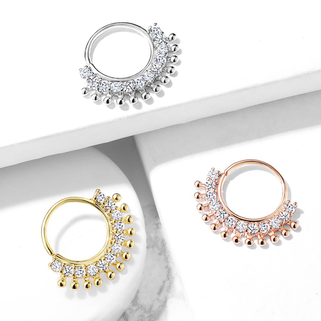 20 Gauge Crystal Fan Bendable Hoop Ring for Nose & Ear