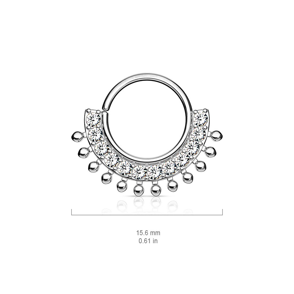 20 Gauge Crystal Fan Bendable Hoop Ring for Nose & Ear