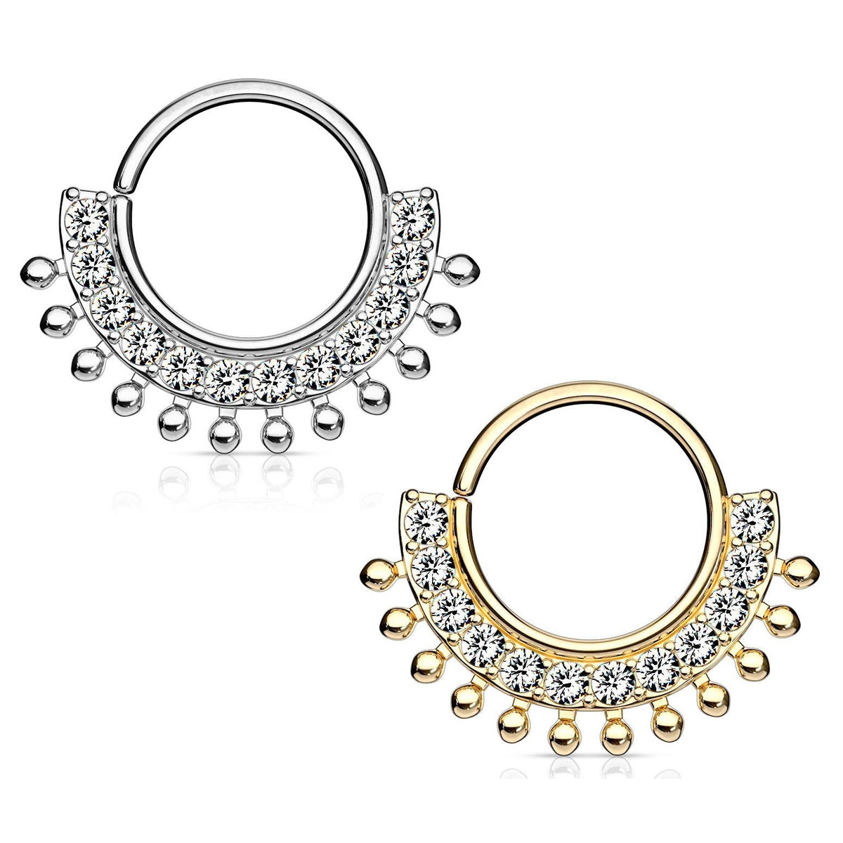 20 Gauge Crystal Fan Bendable Hoop Ring for Nose & Ear