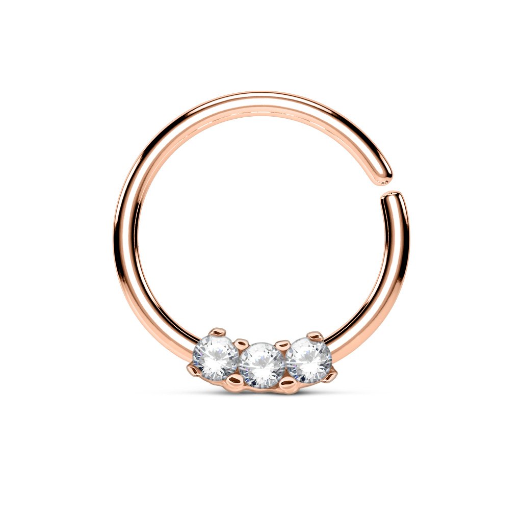 18 Gauge Crystal Trio Bendable Cut Hoop Ring