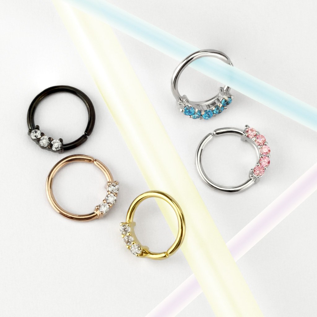 18 Gauge Crystal Trio Bendable Cut Hoop Ring