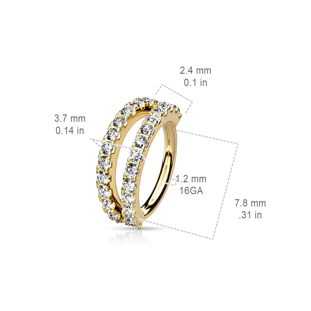 Double Crystal Lined Hoop Ring Nose & Ear