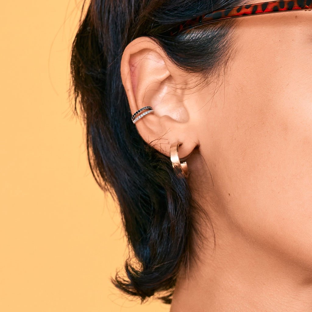 Double Crystal Lined Hoop Ring Nose & Ear