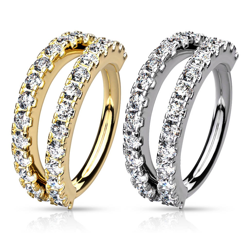 Double Crystal Lined Hoop Ring Nose & Ear
