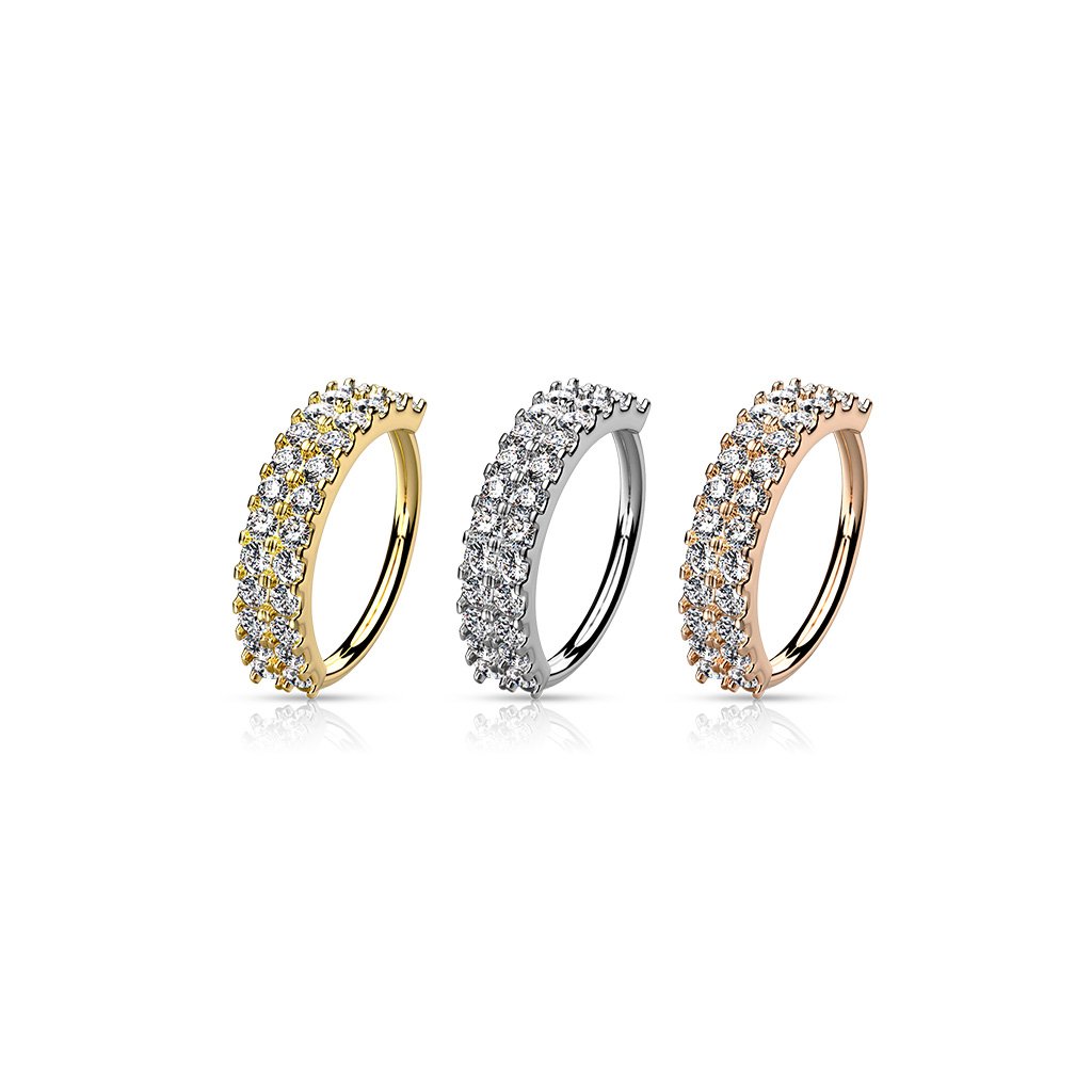 20 Gauge Double Jewelled Hoop Ring For Nose & Ear