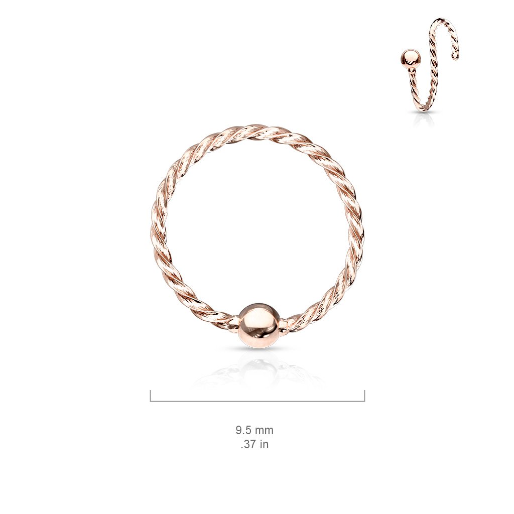 Fixed Ball Twisted Rope Bendable Hoop Ring For Nose / Ear / Lip