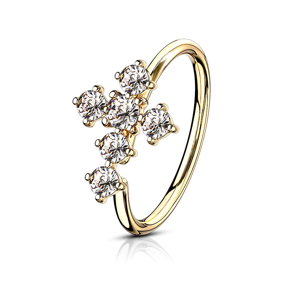 20 Gauge Crystal Cross Hoop Ring For Nose & Ear Cartilage