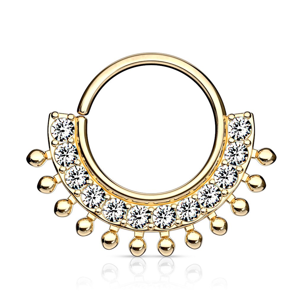 20 Gauge Crystal Fan Bendable Hoop Ring for Nose & Ear