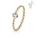20 Gauge Crystal Set Twisted Rope Bendable Hoop Ring