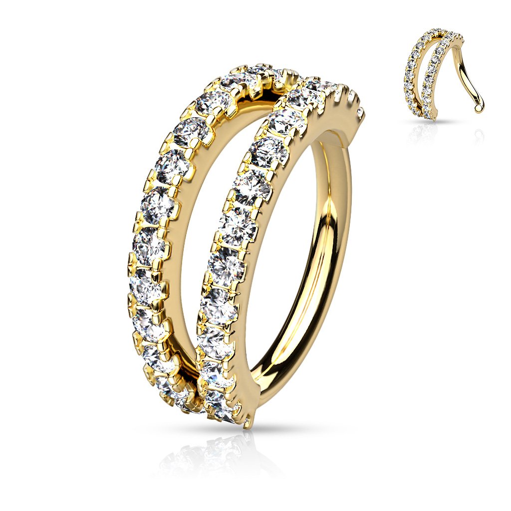 Double Crystal Lined Hoop Ring Nose & Ear