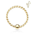 Fixed Ball Twisted Rope Bendable Hoop Ring For Nose / Ear / Lip