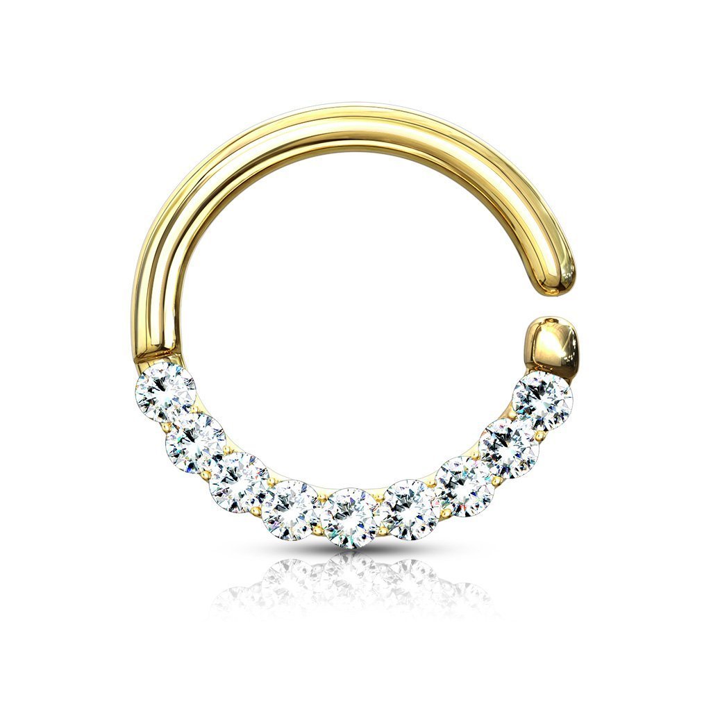 16 Gauge Half Crystal Cut Hoop Ring