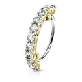 20 Gauge Half Crystal Row Jewelled Hoop Ring For Nose & Ear
