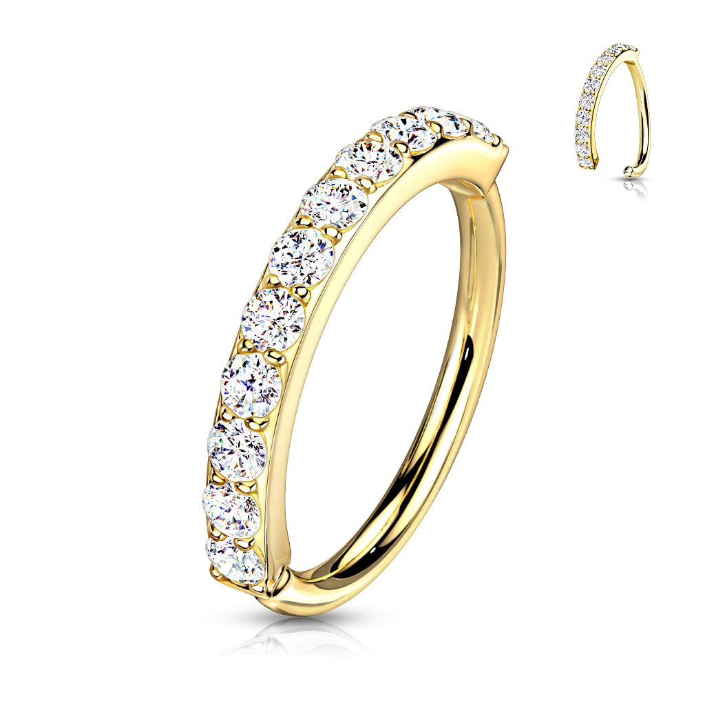 20 Gauge Single Row Jewelled Hoop Ring For Nose & Ear