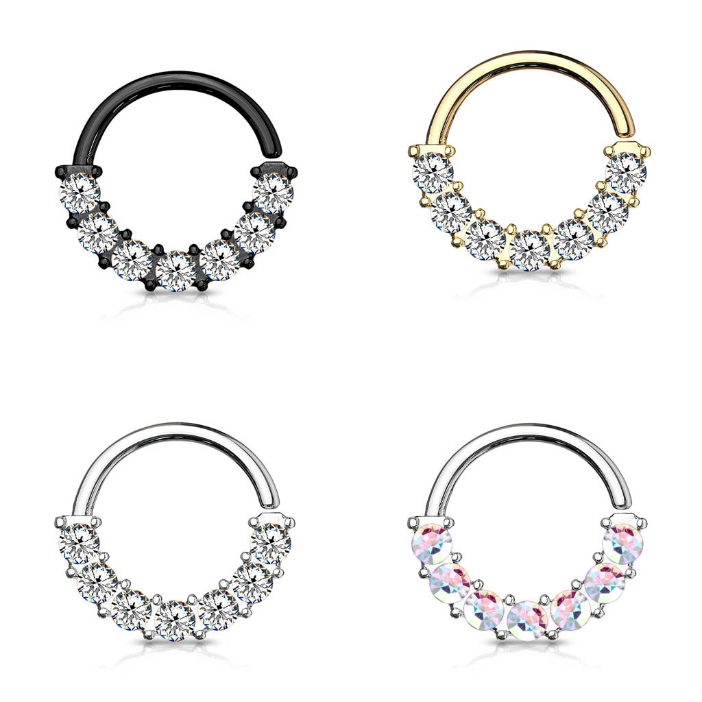 16 Gauge Half Crystal Bendable Cut Hoop Ring