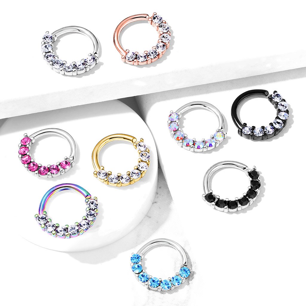 16 Gauge Half Crystal Bendable Cut Hoop Ring