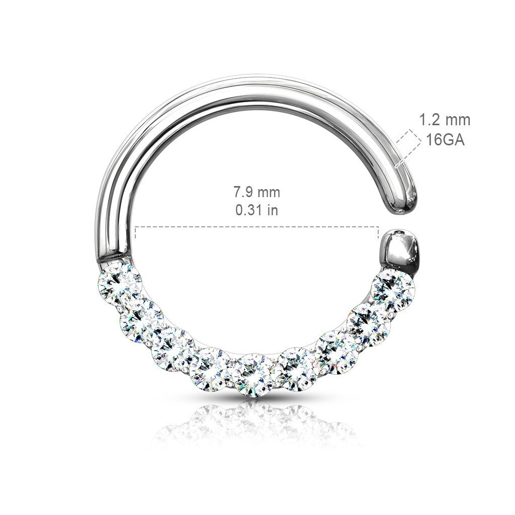 16 Gauge Half Crystal Cut Hoop Ring
