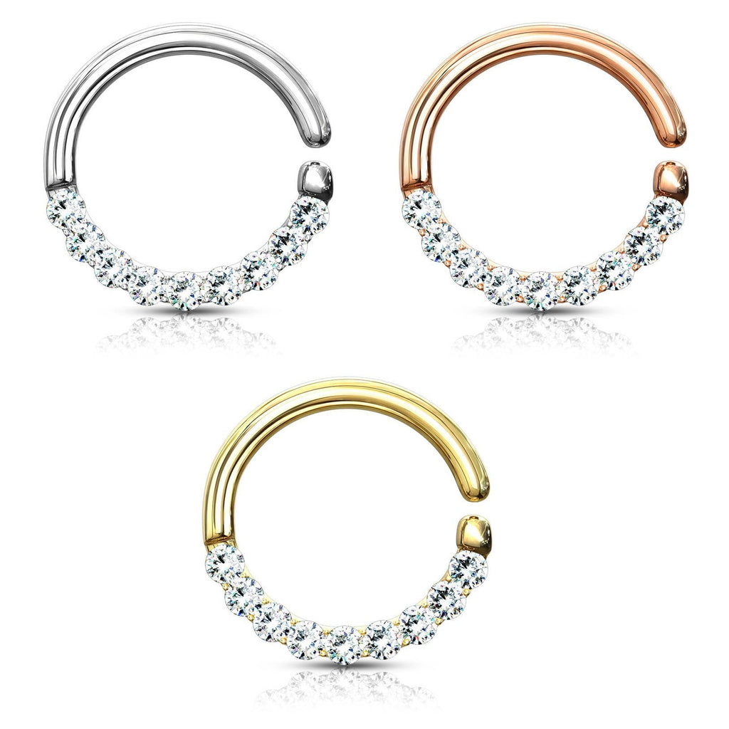 16 Gauge Half Crystal Cut Hoop Ring