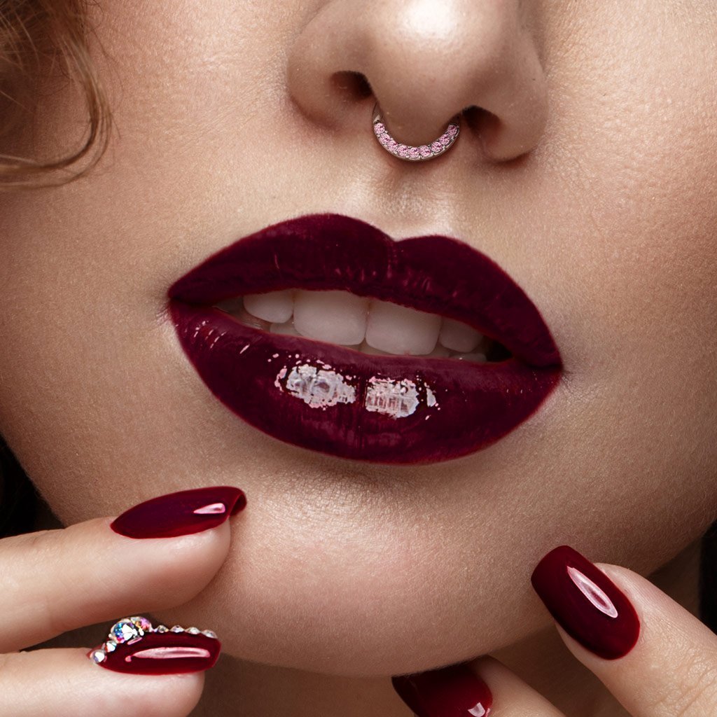 16 Gauge Half Crystal Cut Hoop Ring