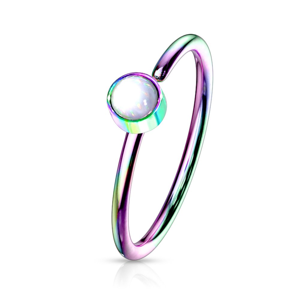 20 Gauge Opal Bendable Hoop Ring For Nose & Ear