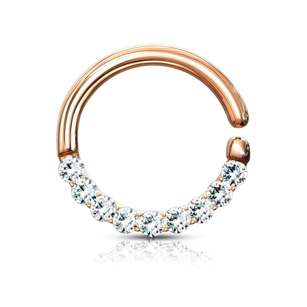 16 Gauge Half Crystal Cut Hoop Ring