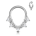 16 Gauge Filigree Heart Crystal Hoop Ring