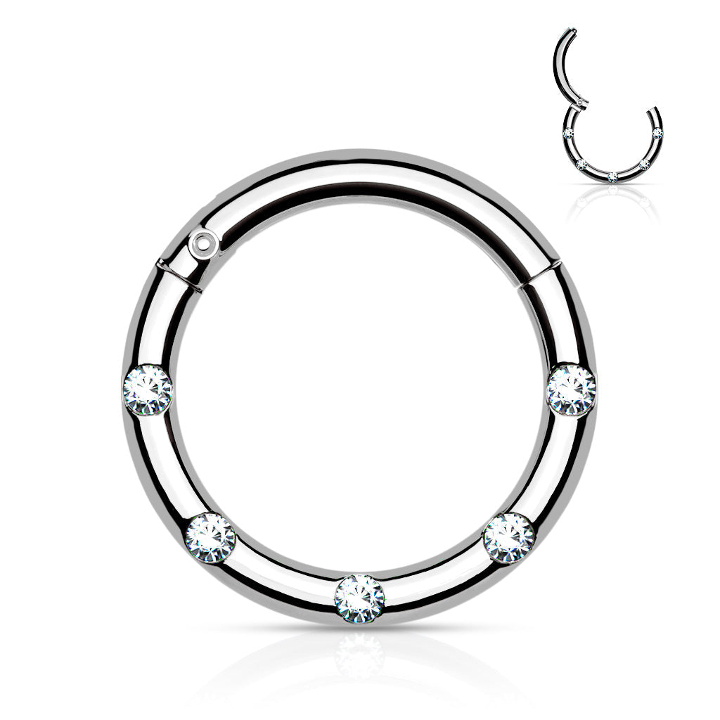 16 Gauge Hinged Crystal Hoop Ring