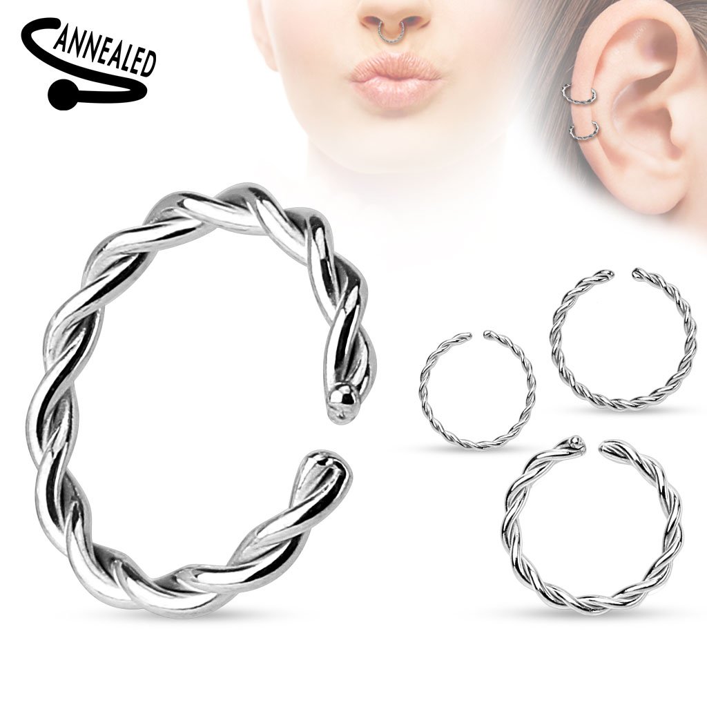 16 Gauge Braided Surgical Steel Bendable Hoop Ring
