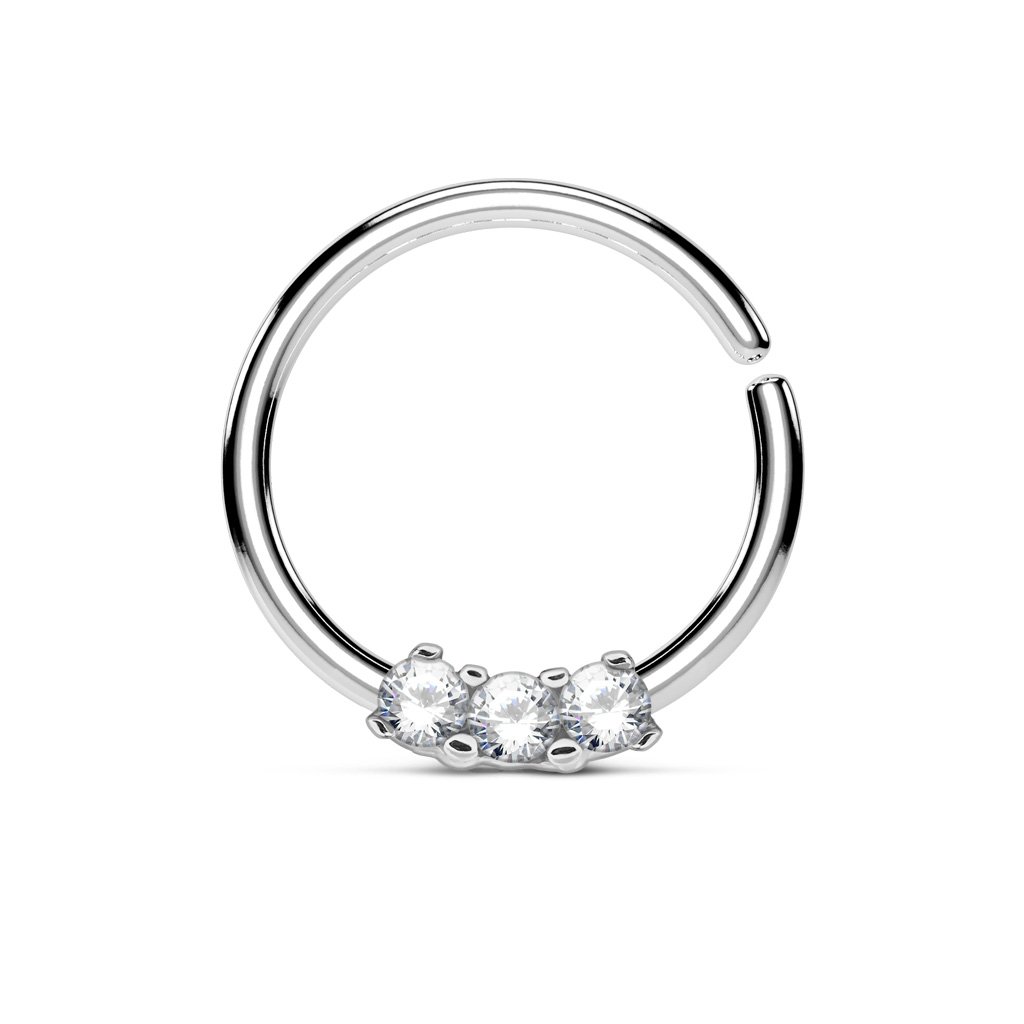 18 Gauge Crystal Trio Bendable Cut Hoop Ring