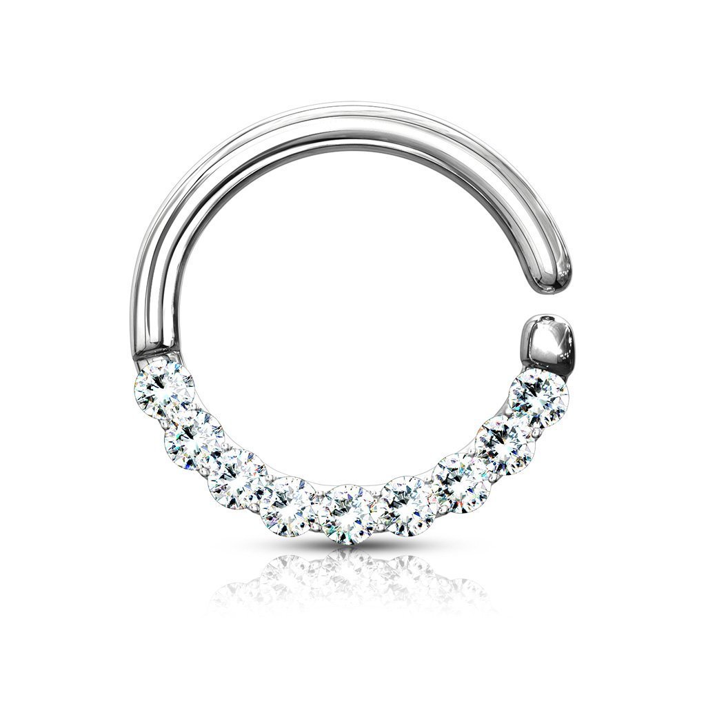 16 Gauge Half Crystal Cut Hoop Ring