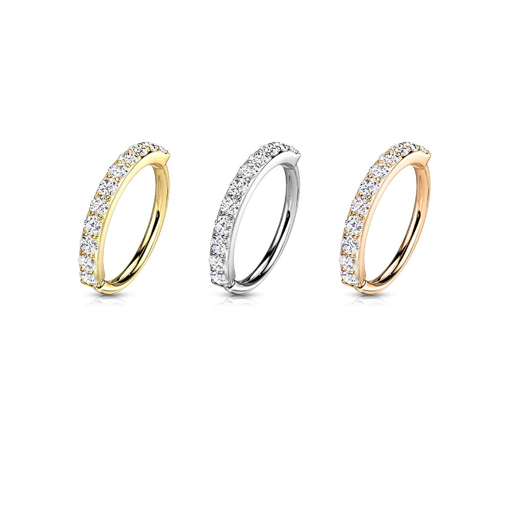 20 Gauge Single Row Jewelled Hoop Ring For Nose & Ear