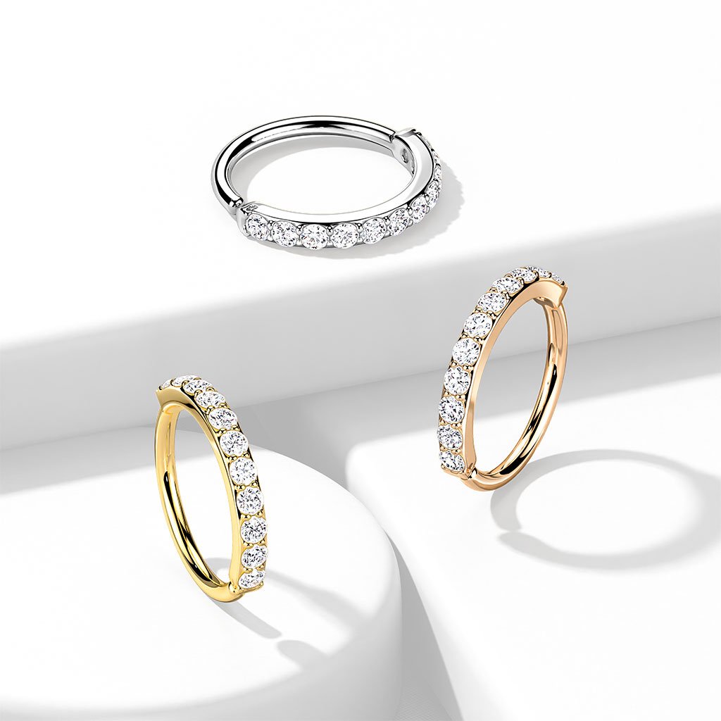 20 Gauge Single Row Jewelled Hoop Ring For Nose & Ear