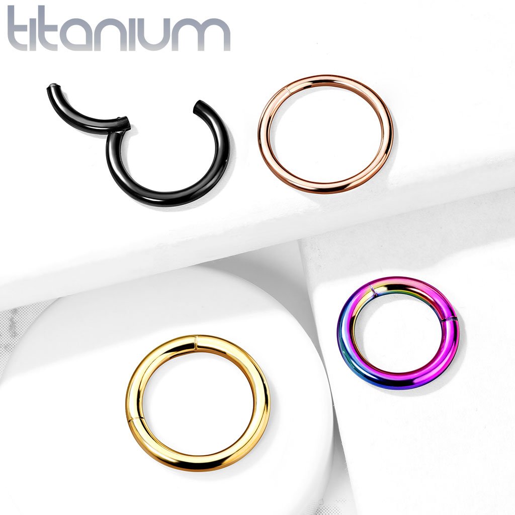 20 Gauge Titanium Anodized PVD Hinged Hoop Rings