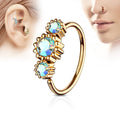 20 Gauge Gold Triple Gemstone Hoop Ring for Nose & Ear - Aurora