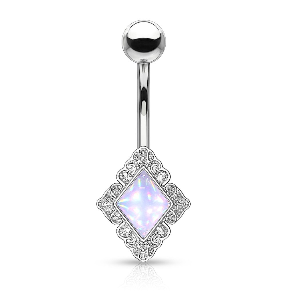 Iridescent Diamond Belly Button Ring