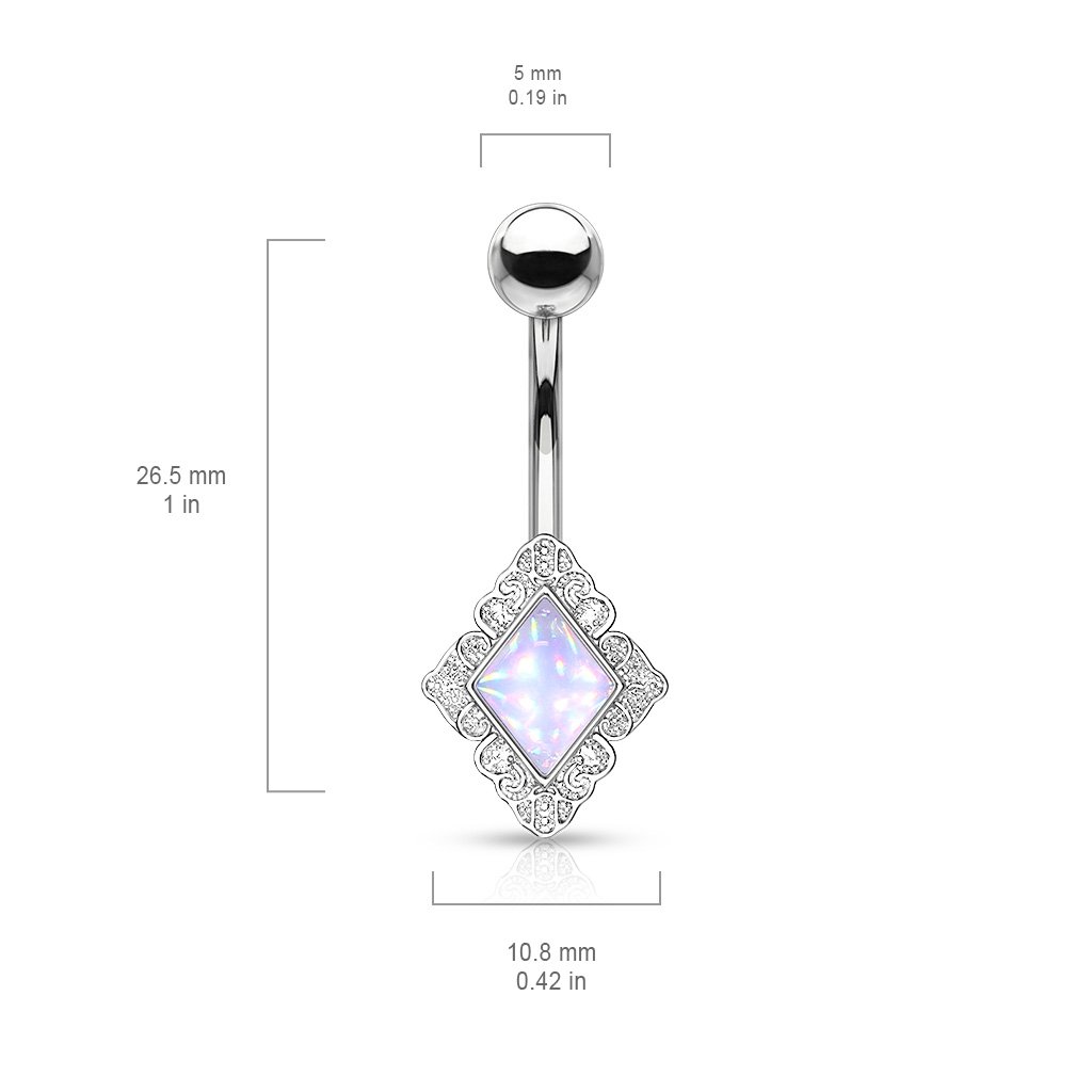 Iridescent Diamond Belly Button Ring