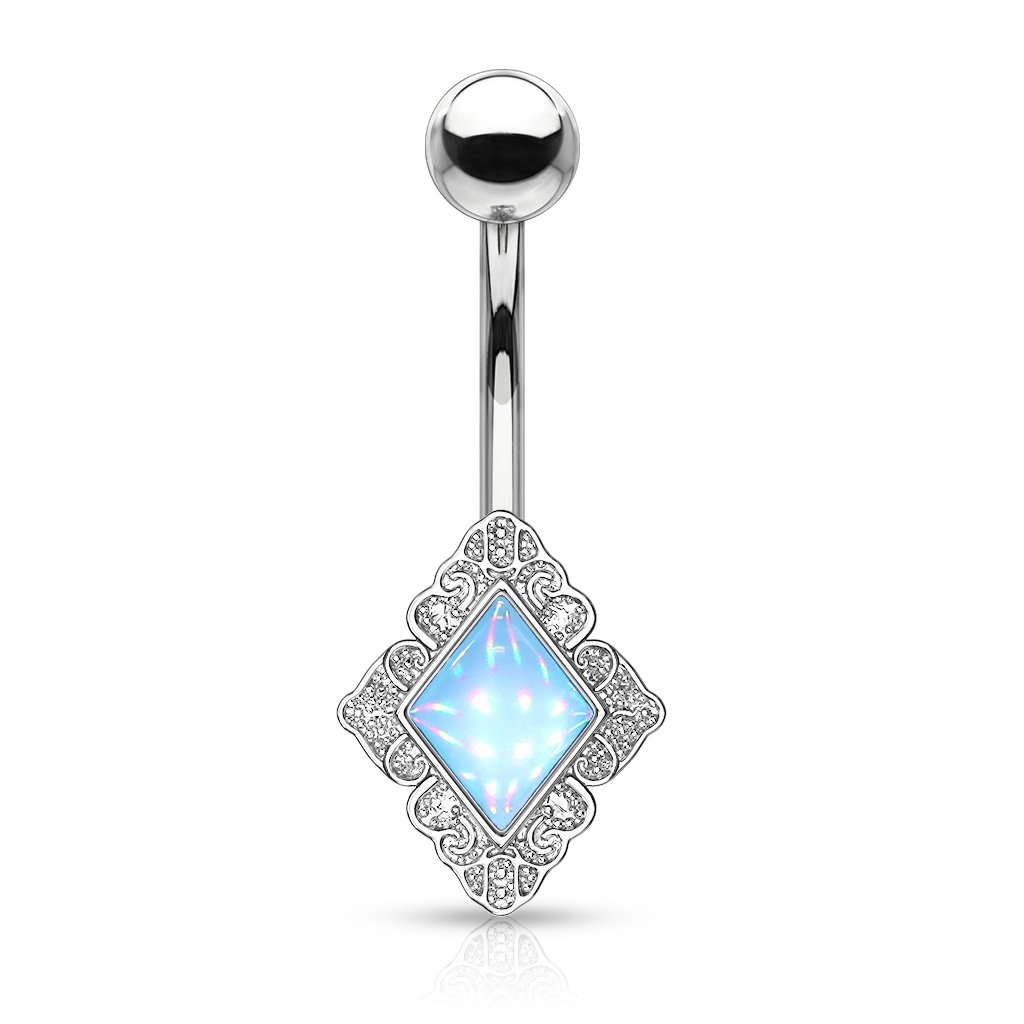 Iridescent Diamond Belly Button Ring