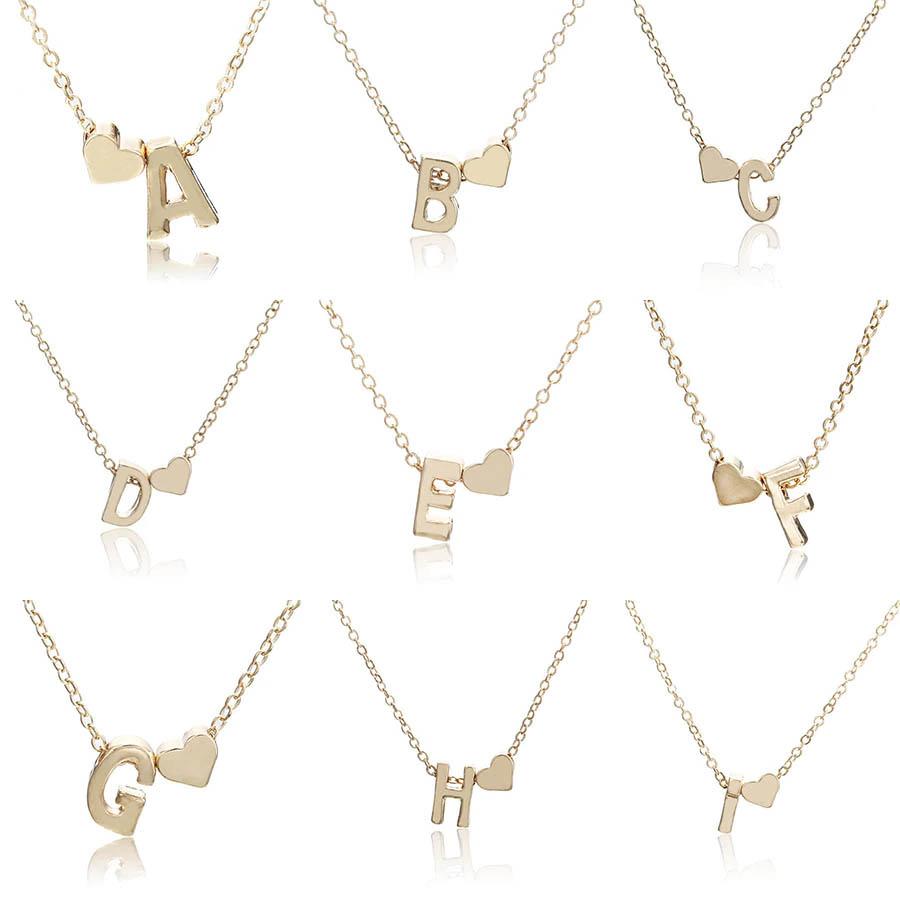 Dainty Golden Initial & Heart Necklace