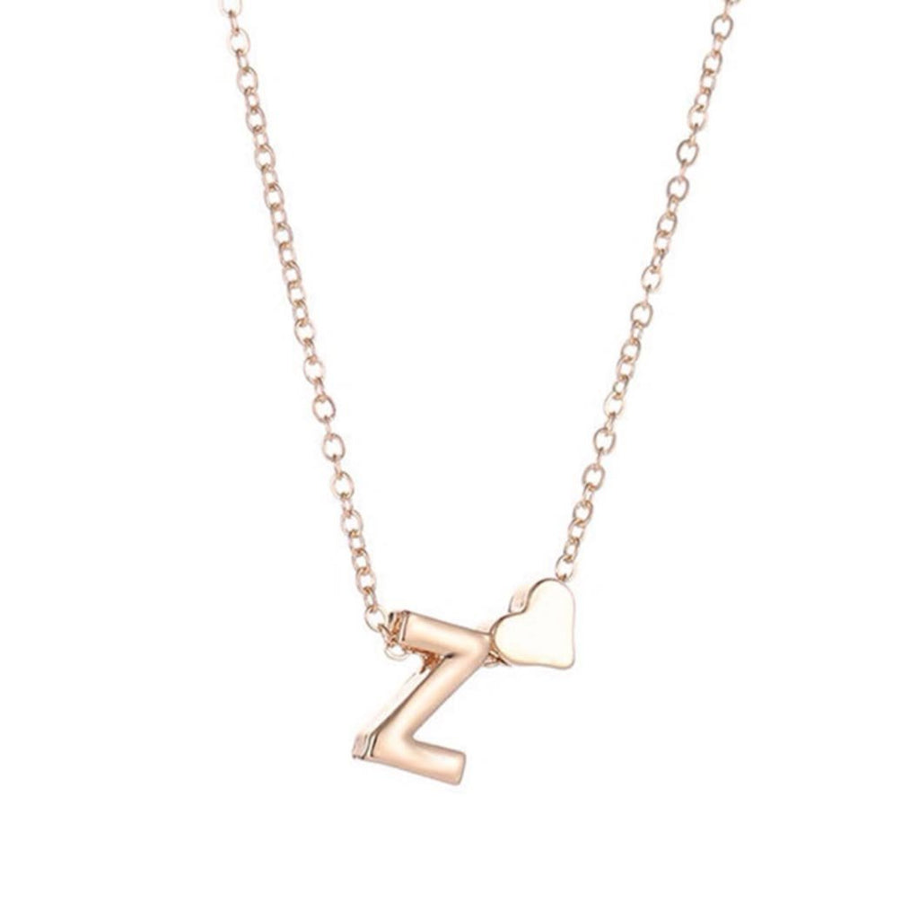 Dainty Golden Initial & Heart Necklace