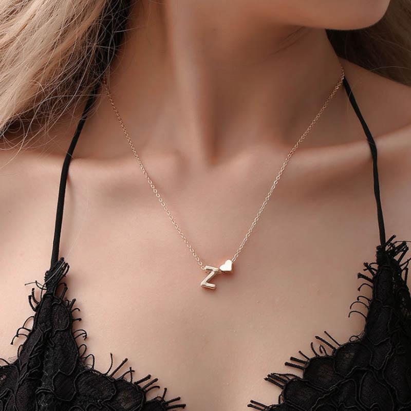 Dainty Golden Initial & Heart Necklace